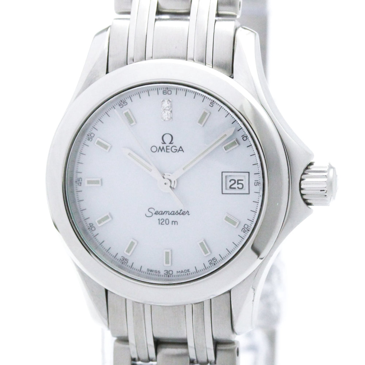 Pre-Owned OMEGA Seamaster 120M Diamond MOP Dial Ladies Watch 2581.84 Polished