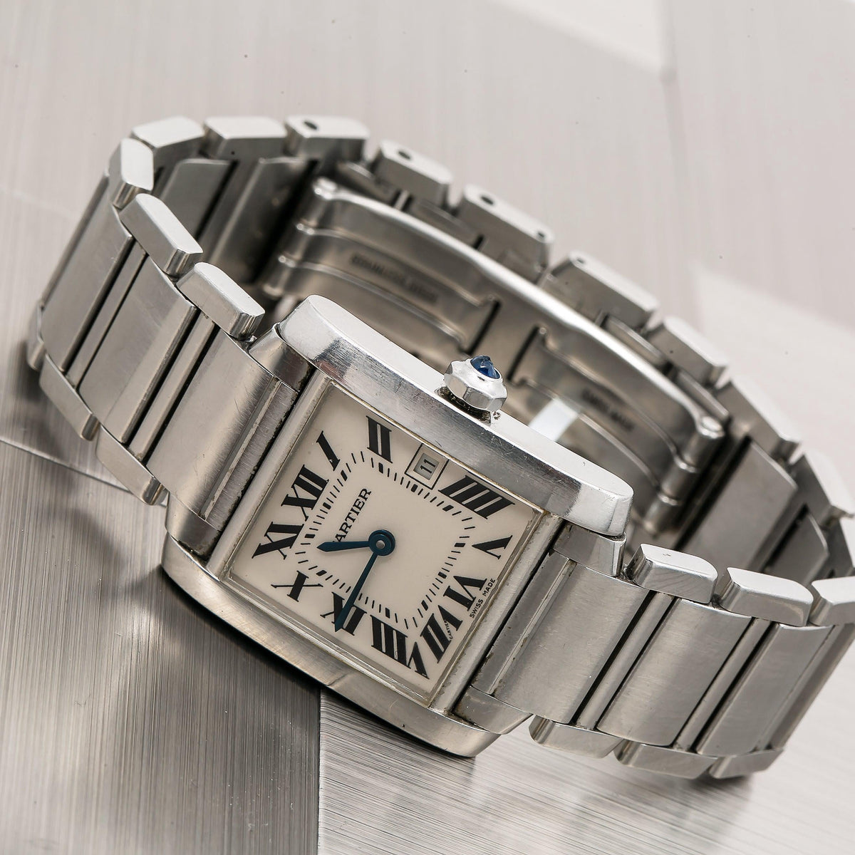 Pre-Owned Cartier Tank Francaise W51011Q3 25 x 31 mm White Dial with Stainless Steel Bracelet