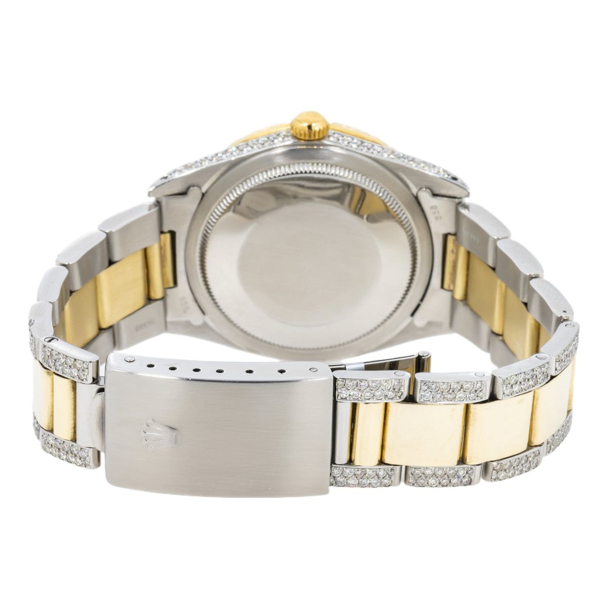 Pre-Owned Rolex Datejust 36MM 16233 Green Roman Diamond Dial Diamond Bezel Two Tone Yellow Gold Semi Diamond Oyster Bracelet
