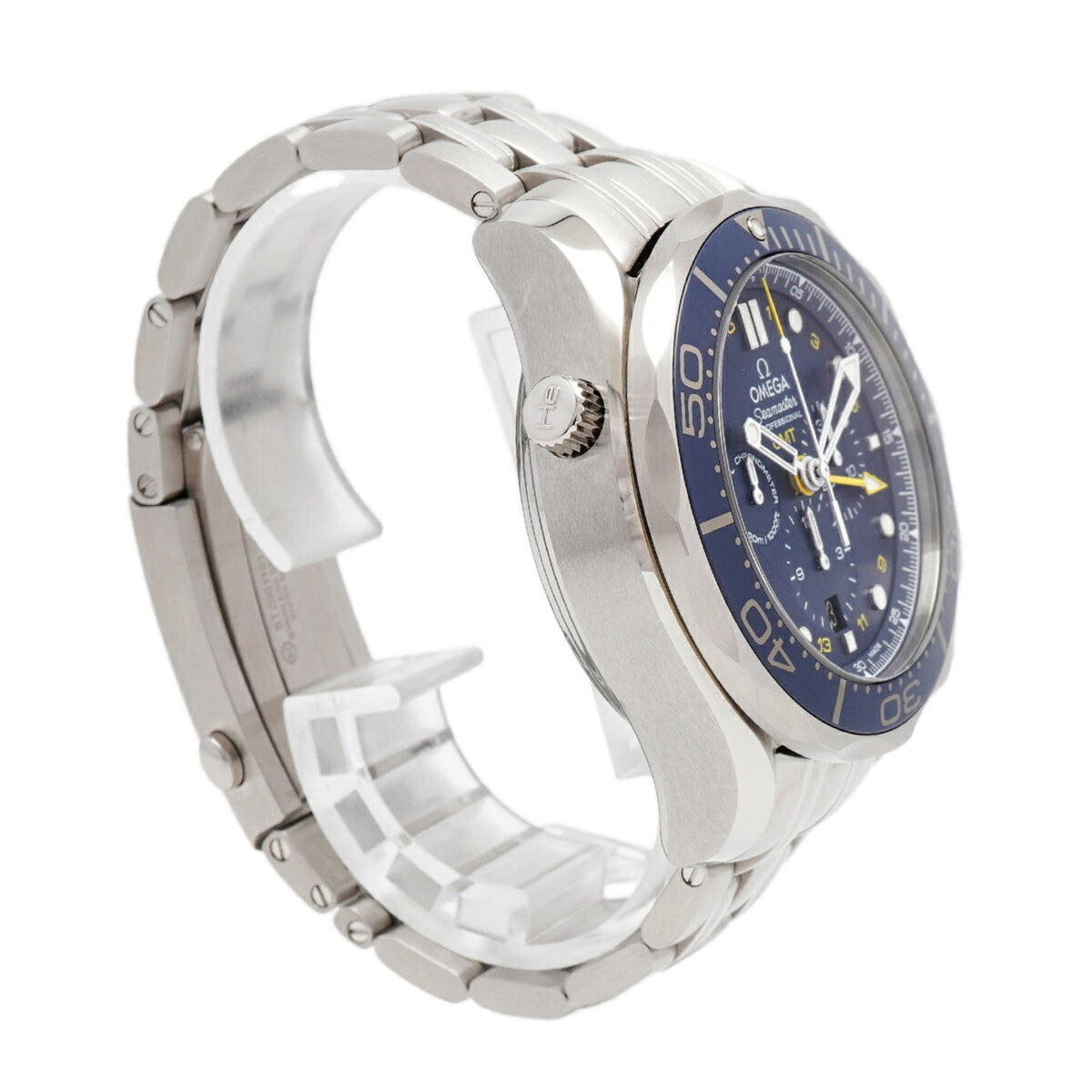 Pre-Owned Omega Seamaster Diver 300M GMT 212.30.44.52.03.001 Blue Dial Men's Watch