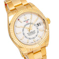 Pre-Owned Rolex Sky-Dweller 42MM 326938 White Dial Fluted Bezel 18K Yellow Gold Oyster Bracelet