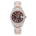 Pre-Owned Rolex Datejust 31MM 178271 Chocolate Diamond Dial Diamond Bezel Two Tone Rose Gold Full Diamond Oyster Bracelet 9.75ct