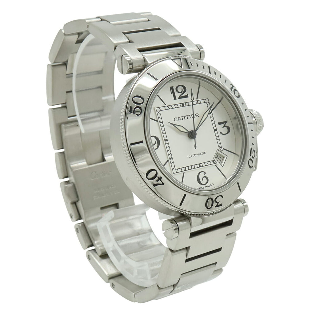 Pre-Owned Cartier Pasha Seatimer, silver dial, automatic transmission, men's watch, W31080M7