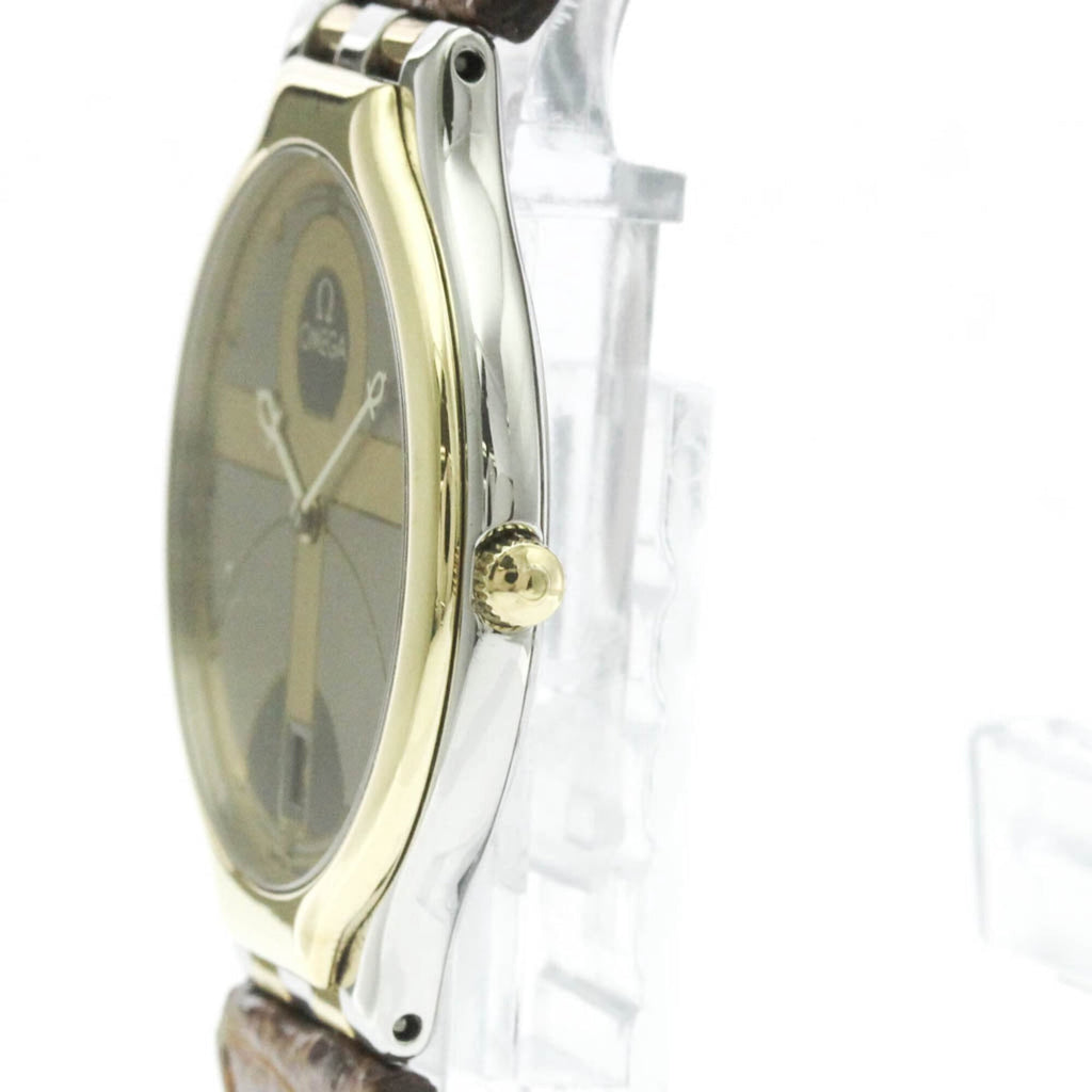 Pre-Owned OMEGA De Ville Symbol K18 Gold Steel Quartz Mens Watch 196.0316 Polished