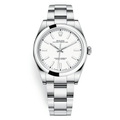Pre-Owned Rolex 39mm Oyster Perpetual White Rhodium Dial with Stainless Steel Oyster Bracelet 114300