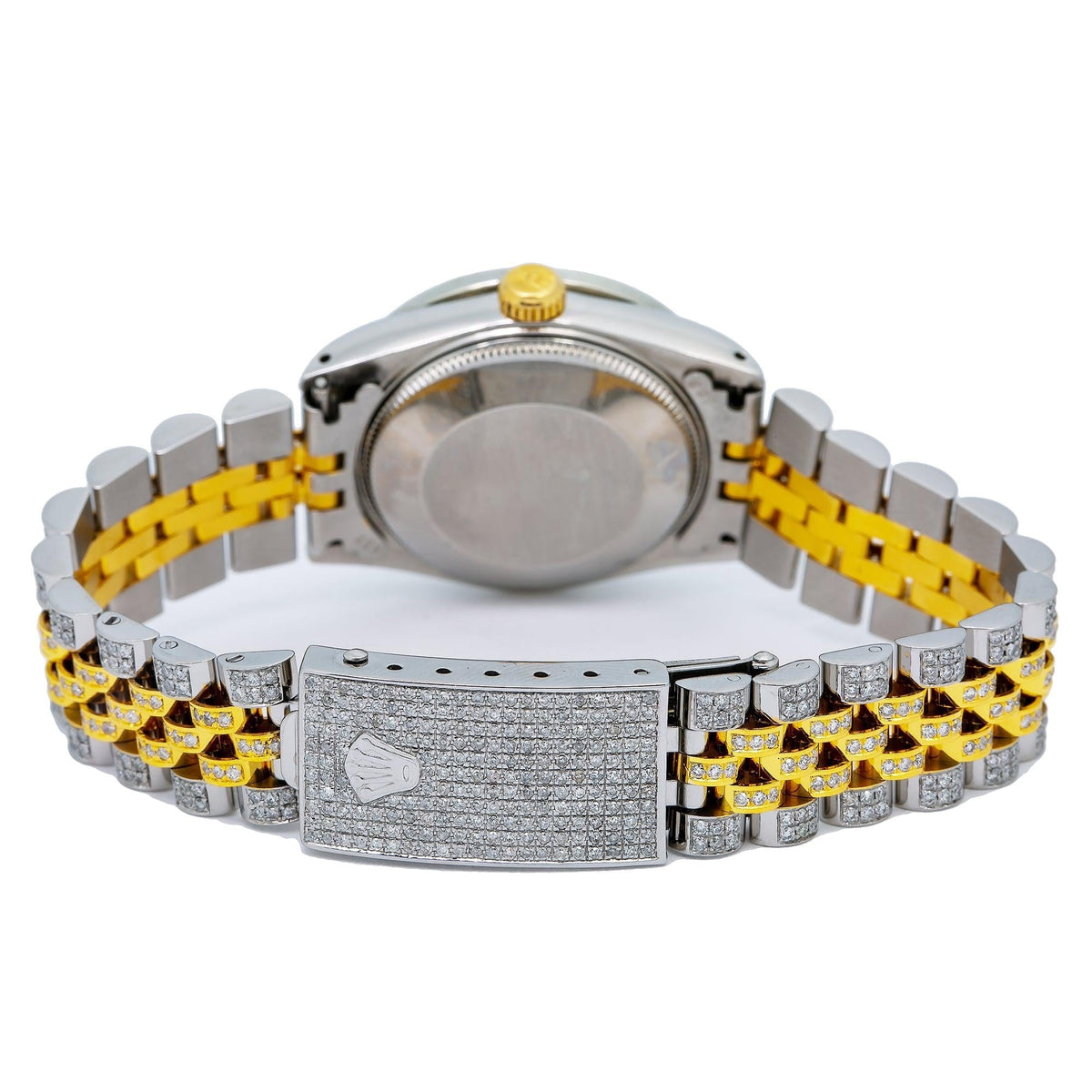 Pre-Owned Rolex Datejust 31MM 6824 Blue Diamond Dial Diamond Bezel Two Tone Yellow Gold Full Diamond Jubilee Bracelet