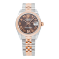 Pre-Owned Rolex Datejust 31MM 178271 Chocolate Roman Diamond Dial Fluted Bezel Two Tone Rose Gold Jubilee Bracelet