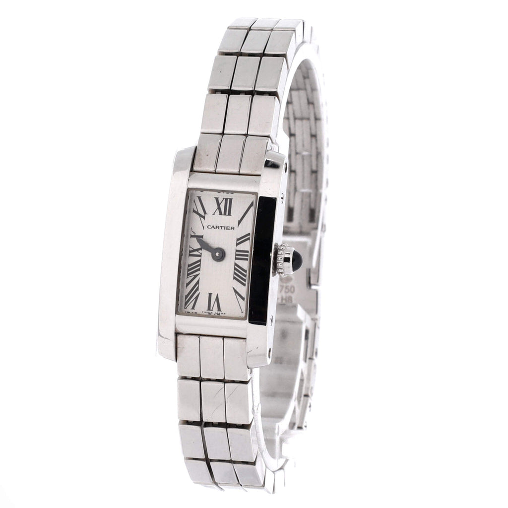 Pre-Owned Tank Allongee Laniere Quartz Watch White Gold 14 By Rebag