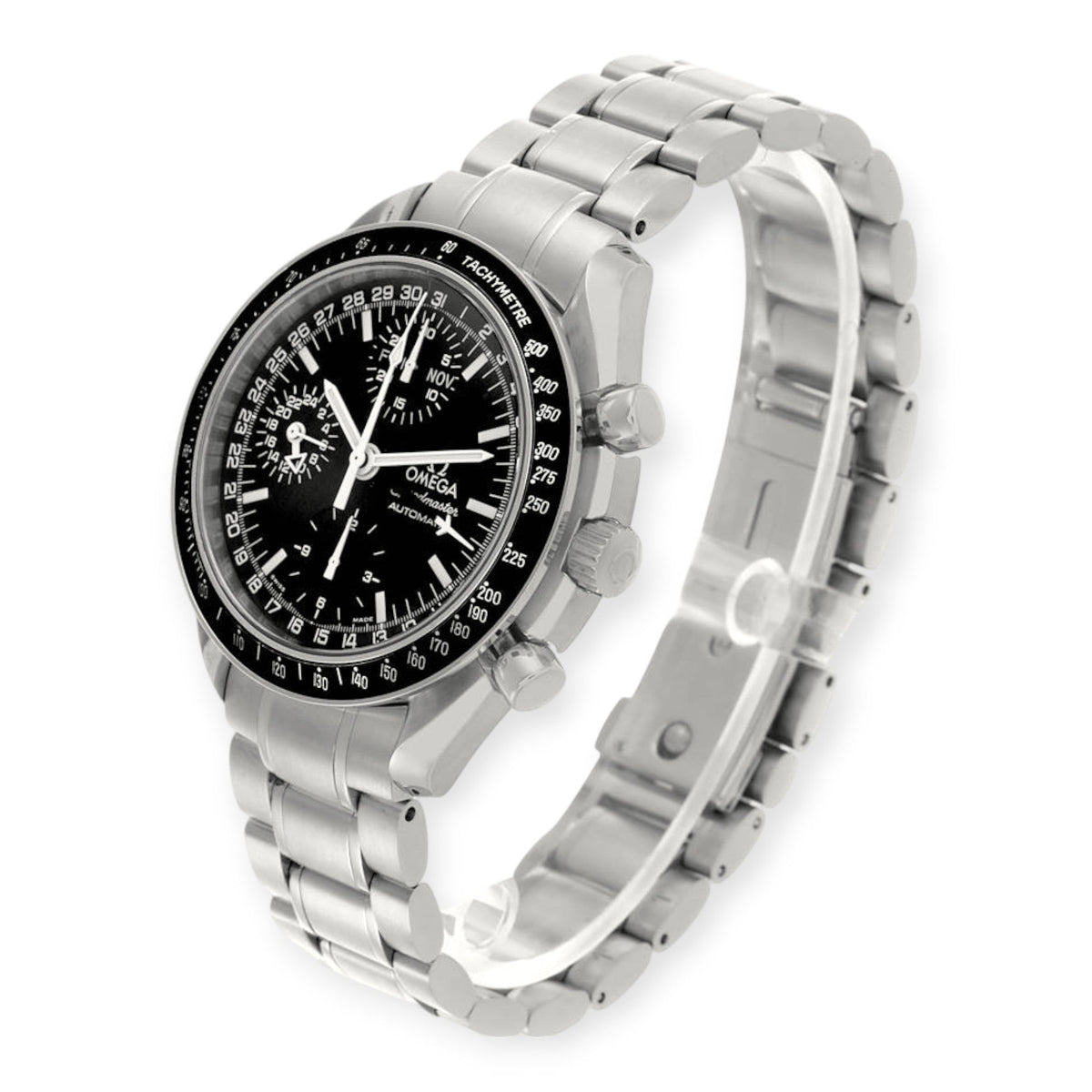 Pre-Owned Omega Speedmaster Day-Date 3520.50.00 Black Dial Steel Mens Watch