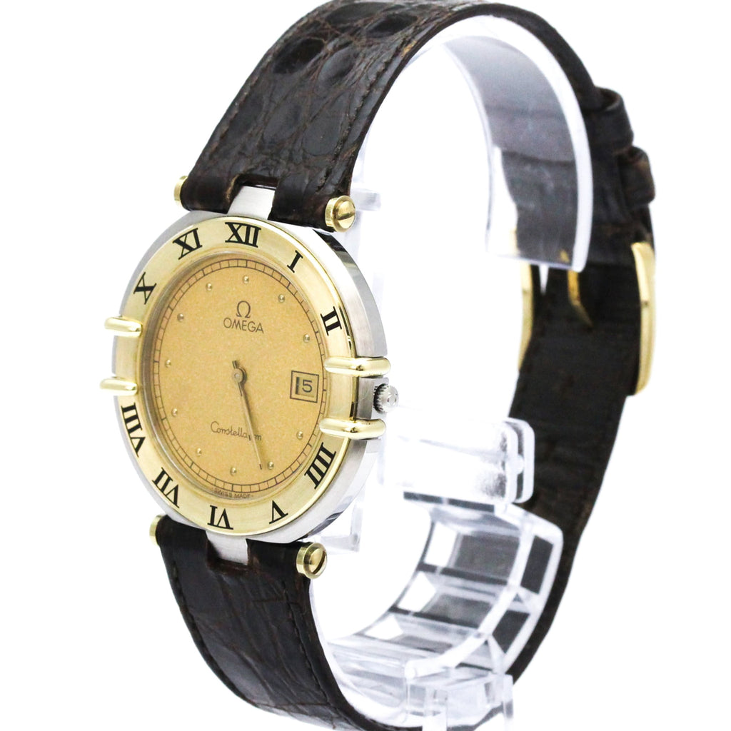 Pre-Owned OMEGA Constellation Date 18K Gold Steel Mens Watch 196.0360 Polished