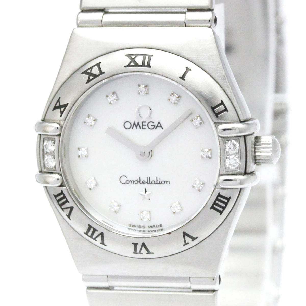 Pre-Owned OMEGA Constellation Diamond MOP Dial Steel Quartz Ladies Watch 1566.76 Polished