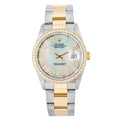 Pre-Owned Rolex Datejust 36MM 16203 Mother of Pearl Roman Diamond Dial Diamond Bezel Two Tone Yellow Gold Oyster Bracelet