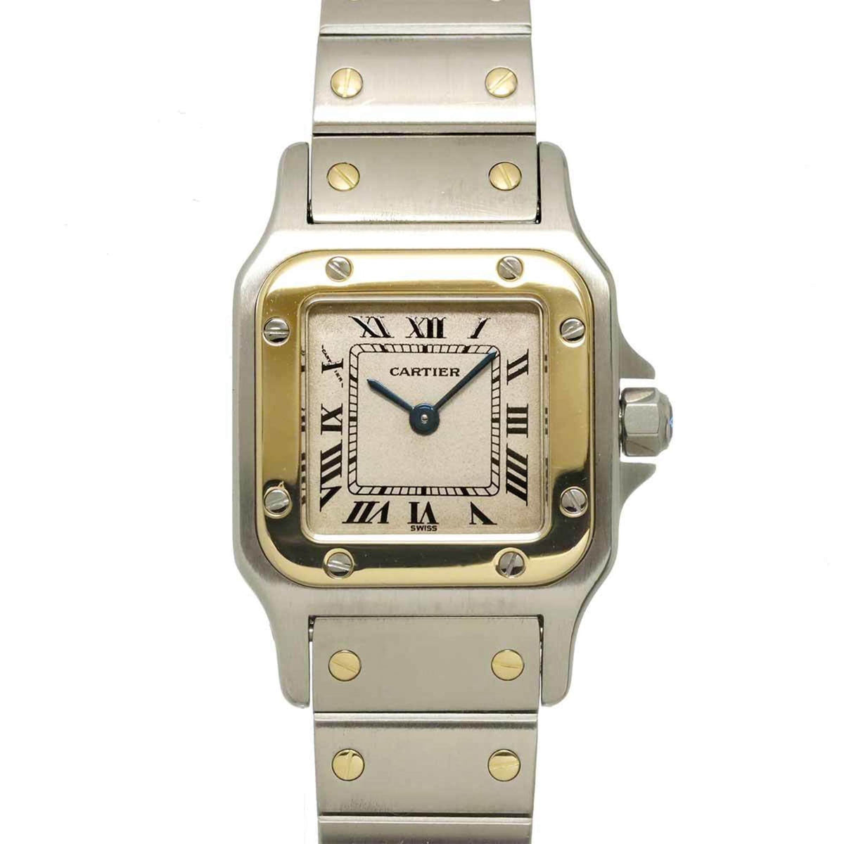 Pre-Owned Cartier Santos Galbee SM W20012C4 Two-Tone Ladies' Watch, Ivory & 18K Yellow Gold,...