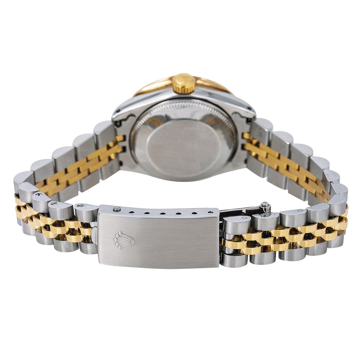 Pre-Owned Rolex Datejust 26MM 6917 Pink Mother of Pearl Diamond Dial Diamond Bezel Two Tone Yellow Gold Jubilee Bracelet