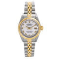 Pre-Owned Rolex Datejust 26MM 6917 White Roman Dial Fluted Bezel Two Tone Yellow Gold Jubilee Bracelet