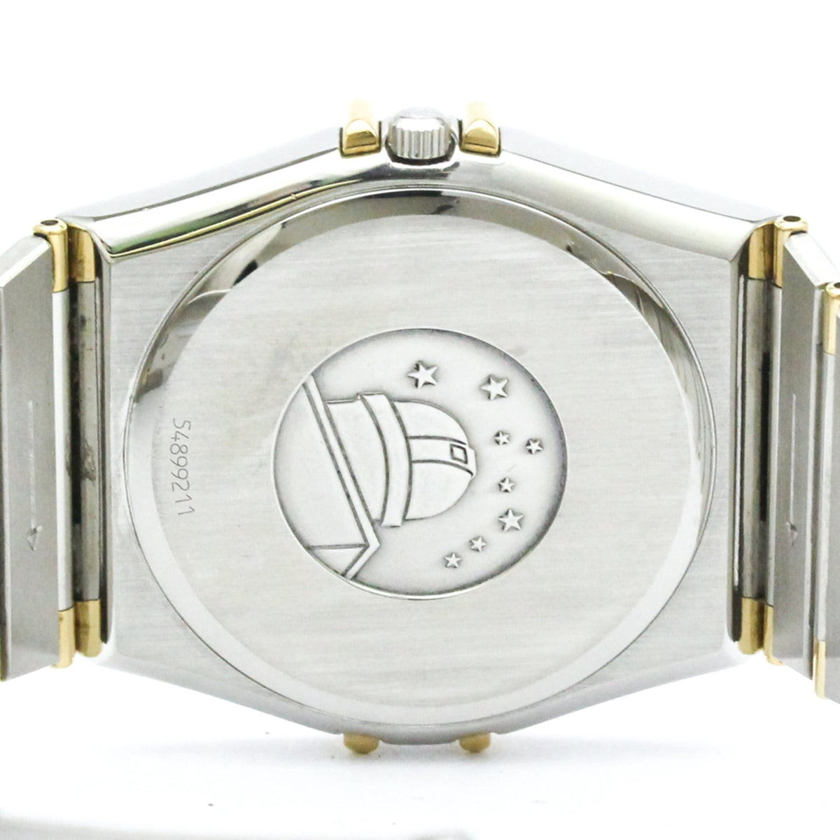 Pre-Owned OMEGA Constellation 18K Gold Steel Quartz Mens Watch 396.1080 Polished