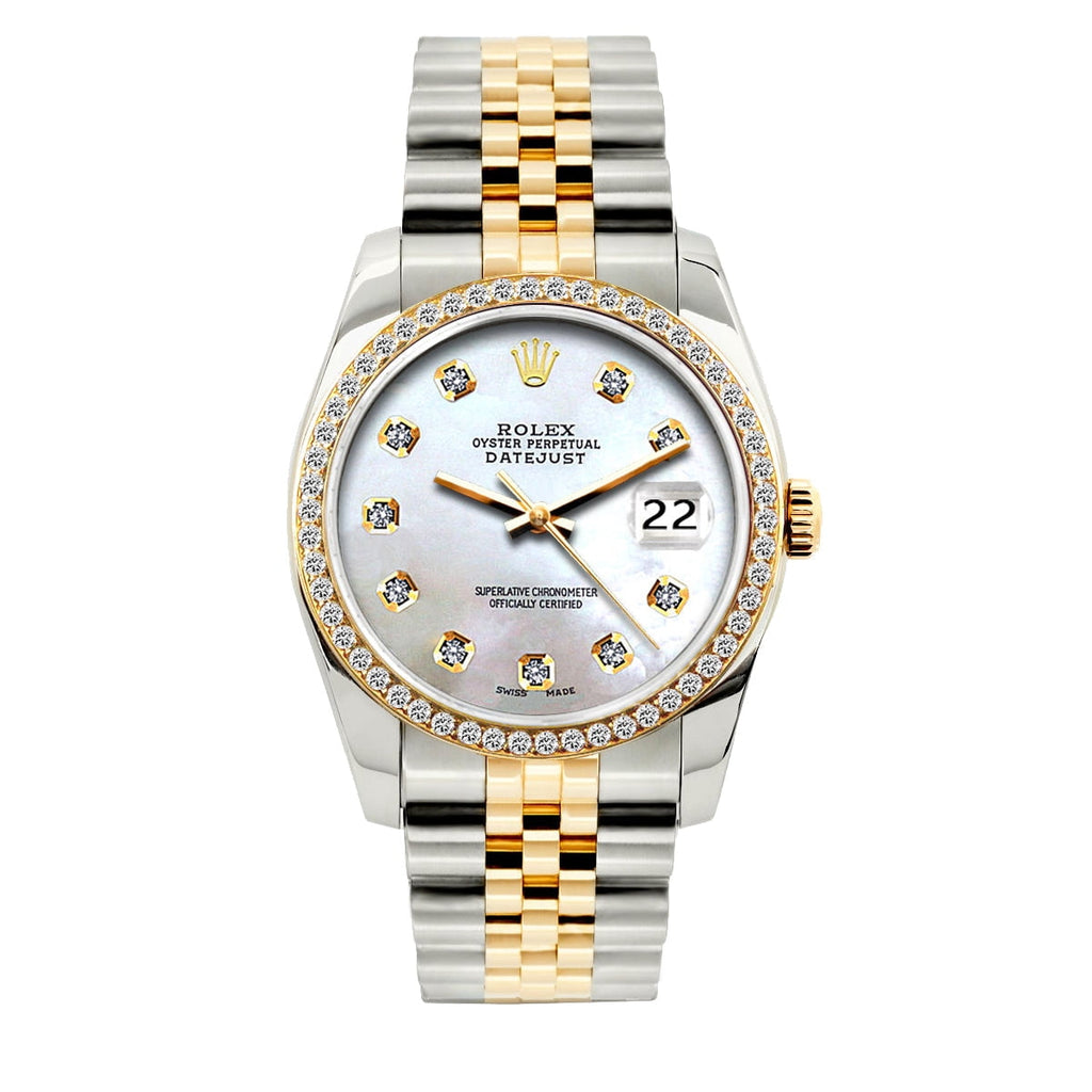 Pre-Owned Rolex Datejust 36mm Platinum Lavender Diamond Dial Two-Tone Bracelet Watch