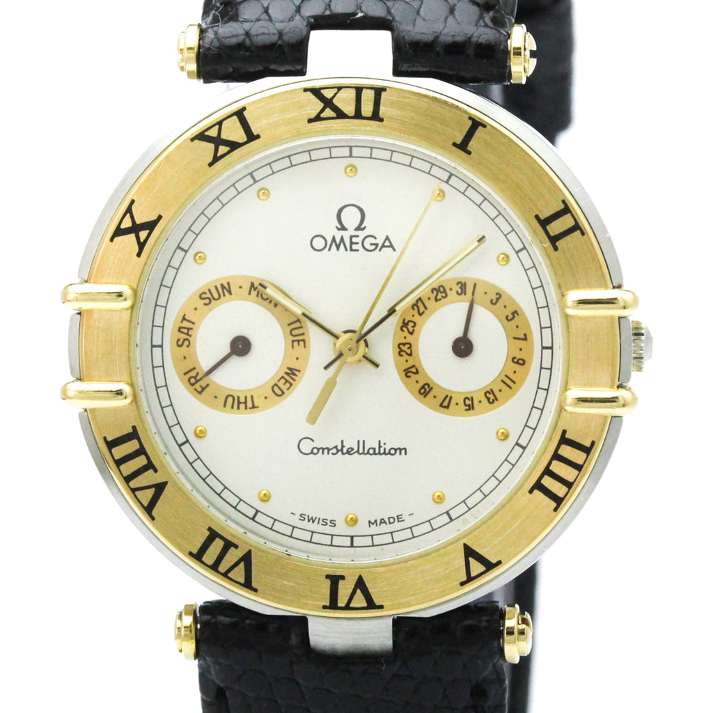 Pre-Owned OMEGA Constellation Day date 18K Gold Quartz Watch 196.1070 Polished